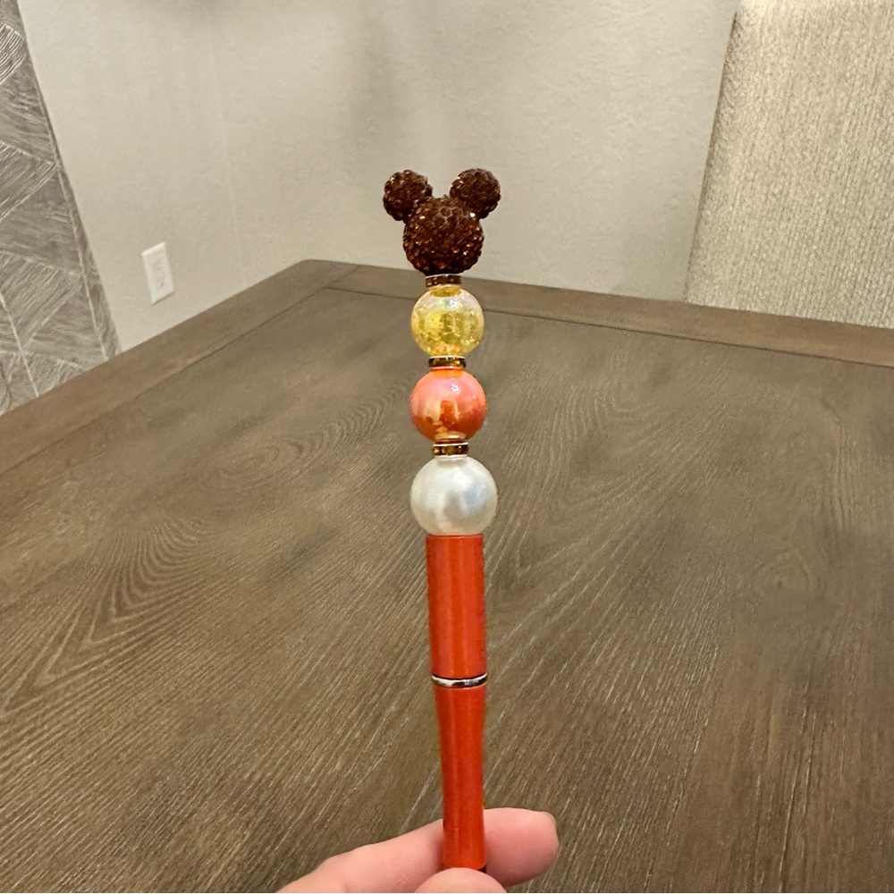 Disney Orange Mickey Handmade Bling Beaded Pen